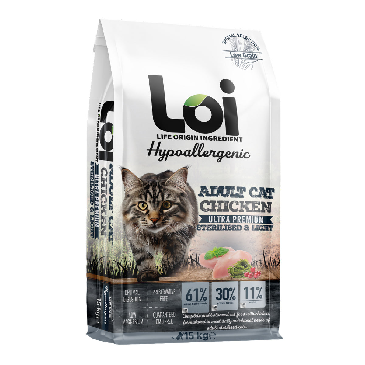 LOI Hipoalerjenik Steril Tavuklu Kısır Kedi Maması 15 Kg