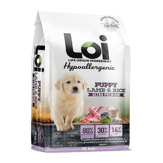 LOI Hipoalerjenik Kuzu Etli Yavru Köpek Maması 15 Kg