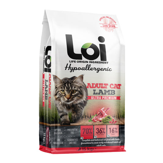 LOI Hipoalerjenik Kuzu Etli Kedi Maması 15 Kg