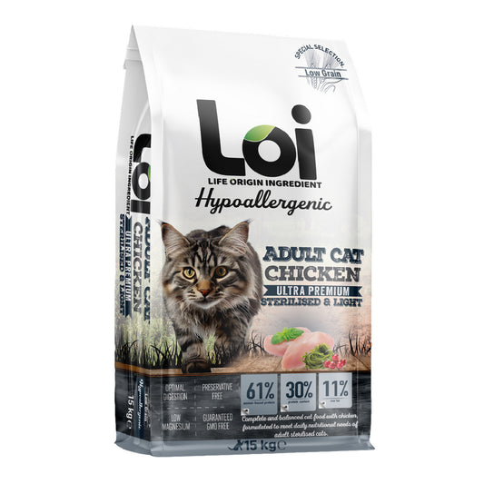 LOI Hipoalerjenik Steril Tavuklu Kısır Kedi Maması 15 Kg